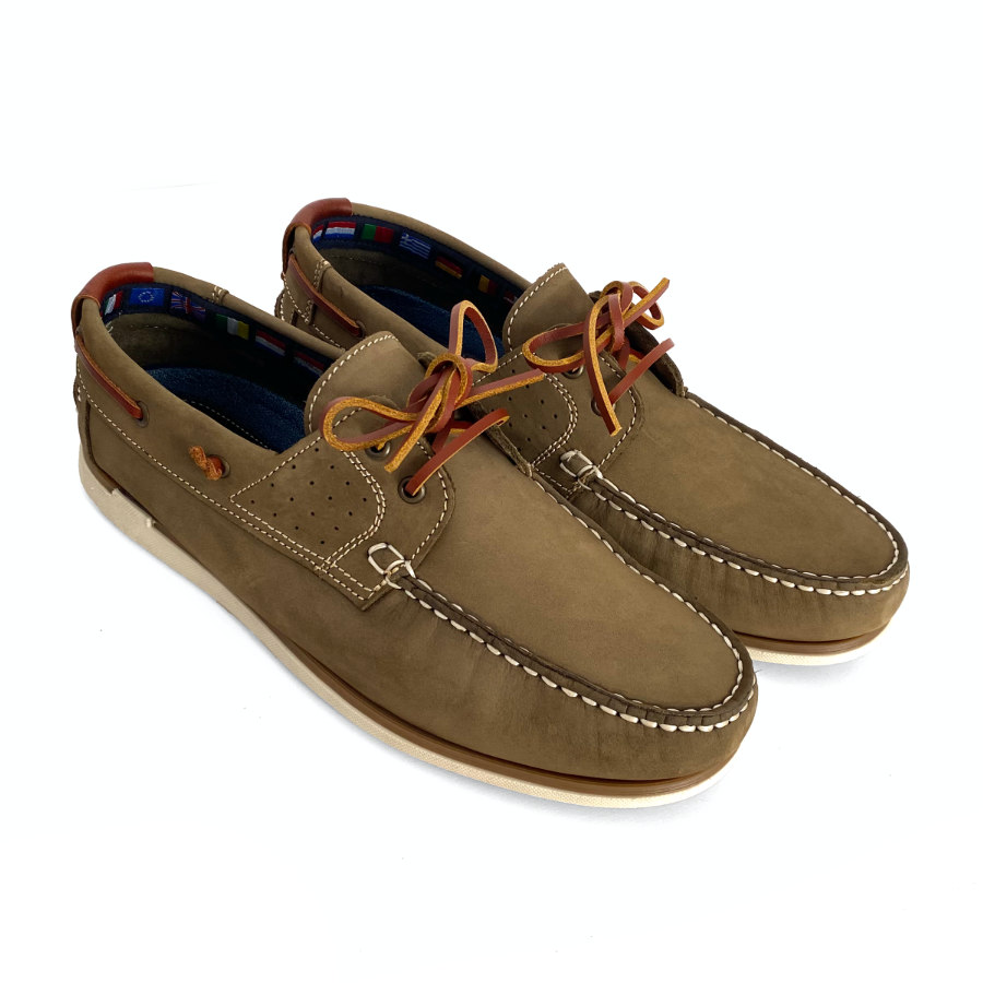 Zapatos náuticos de hombre en piel nobuk taupe: imagen 3