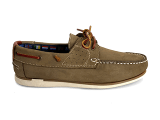 Zapatos náuticos de hombre en piel nobuk taupe