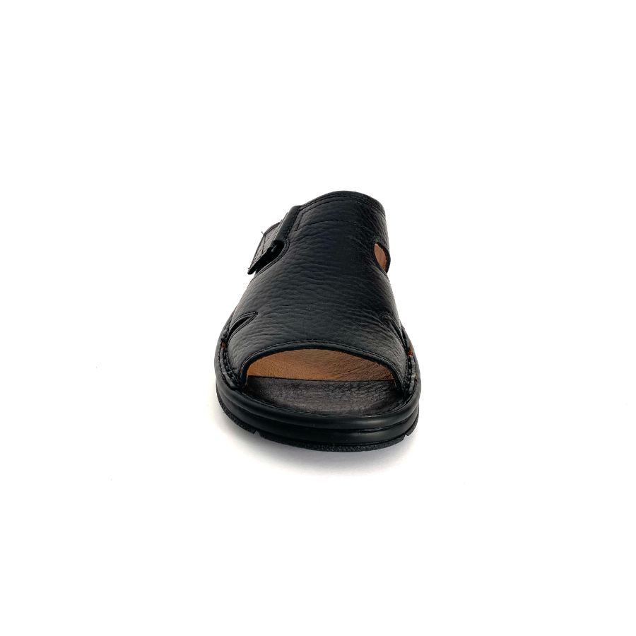 Sandalias de hombre en piel negra con velcro: imagen 4