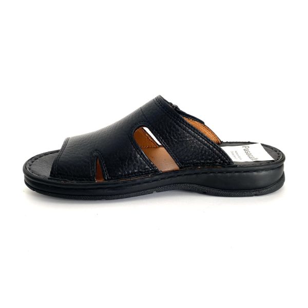 Sandalias de hombre en piel negra con velcro
