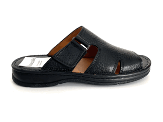 Sandalias de hombre en piel negra con velcro