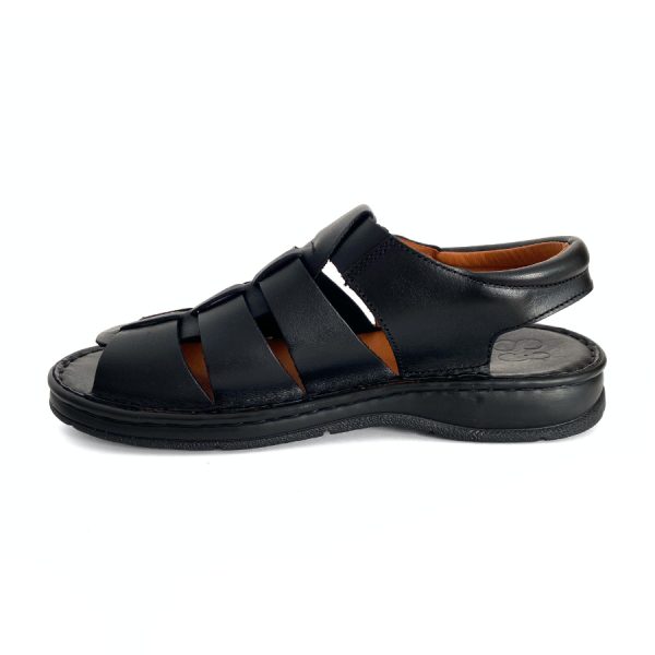Sandalias de hombre en piel negra con velcro