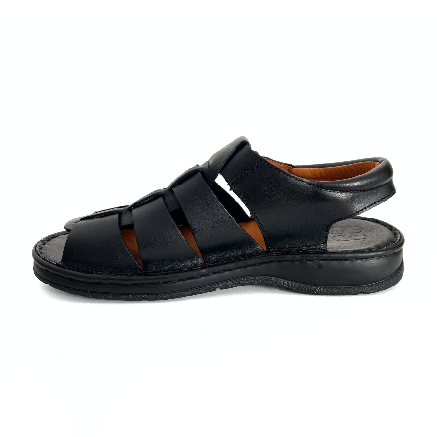 Sandalias de hombre en piel negra con velcro: imagen 5