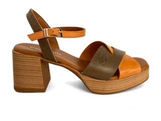 Sandalias de plataforma para mujer en piel mango kaki