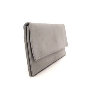 Bolso cartera de mujer en piel ante gris hielo