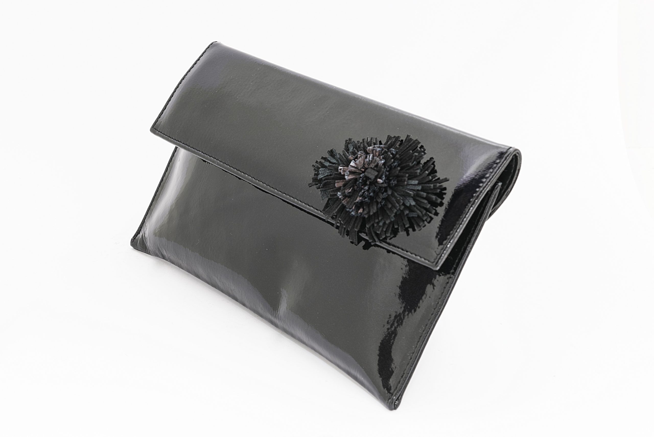 Bolso cartera de mujer en piel charol negro: imagen 2