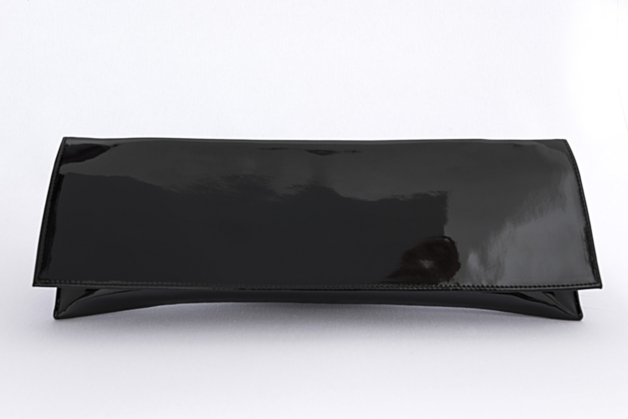 Bolso cartera mujer en piel charol negro: imagen 1