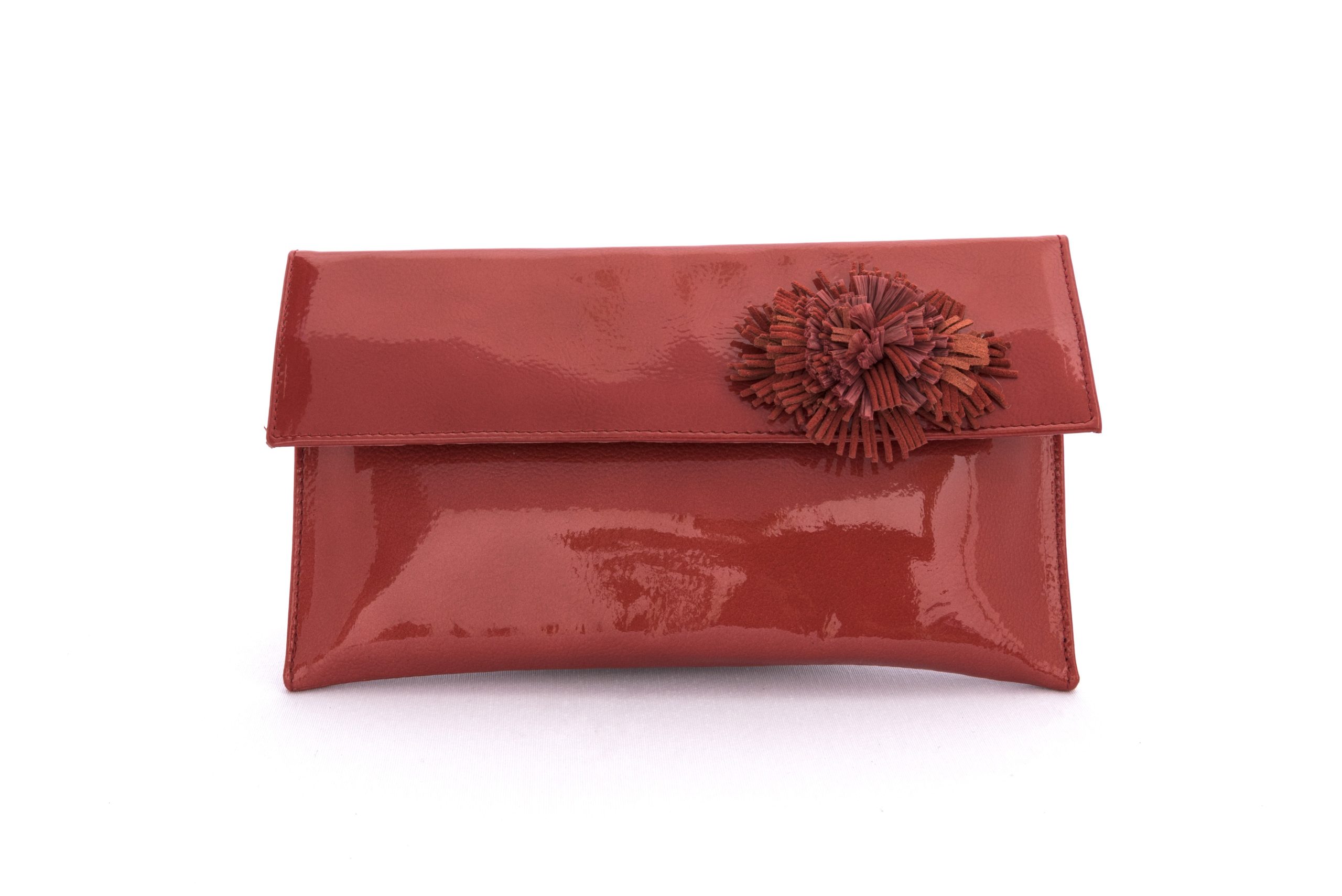 Bolso cartera de mujer en piel charol rojo: imagen 1