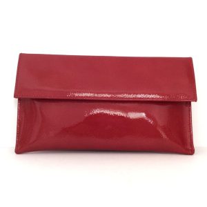 Bolso cartera mujer en piel charol rojo grabado