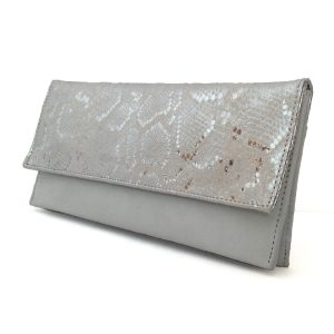 Bolso cartera mujer en piel napa y ante plata