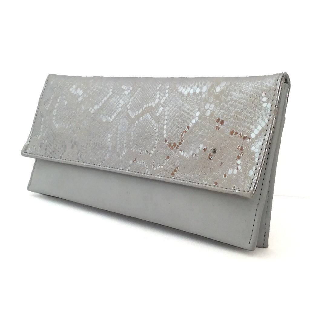 Bolso cartera mujer en piel napa y ante plata: imagen 2