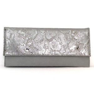 Bolso cartera mujer en piel napa y ante plata