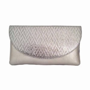 Bolso cartera de mujer Fanatik en piel metal plata