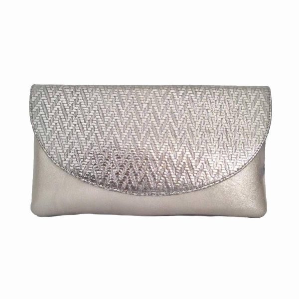 Bolso cartera de mujer Fanatik en piel metal plata