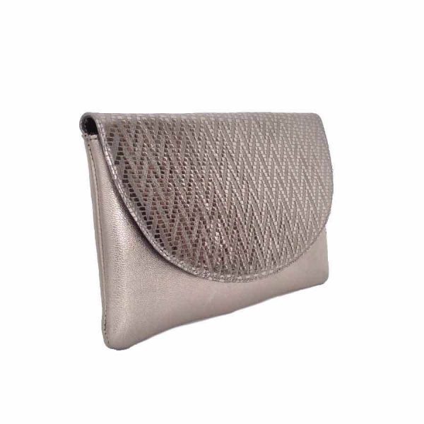 Bolso cartera de mujer Fanatik en piel metal plata
