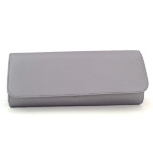 Bolso cartera de mujer en raso plata con cadena