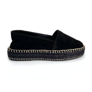 Camping de mujer en piel negra yute plano doble