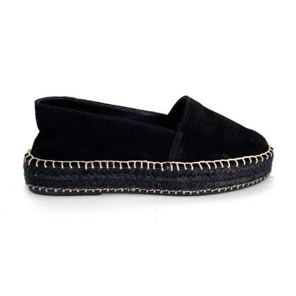 Camping de mujer en piel negra yute plano doble