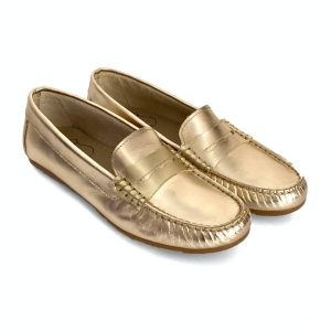 Mocasines bajos para mujer en piel metal cava