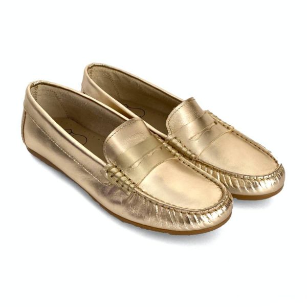 Mocasines bajos para mujer en piel metal cava
