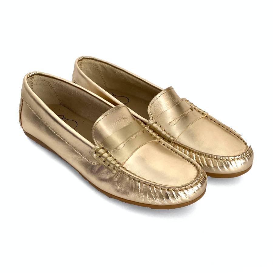 Mocasines bajos para mujer en piel metal cava: imagen 2