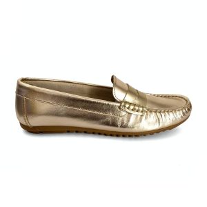 Mocasines bajos para mujer en piel metal cava