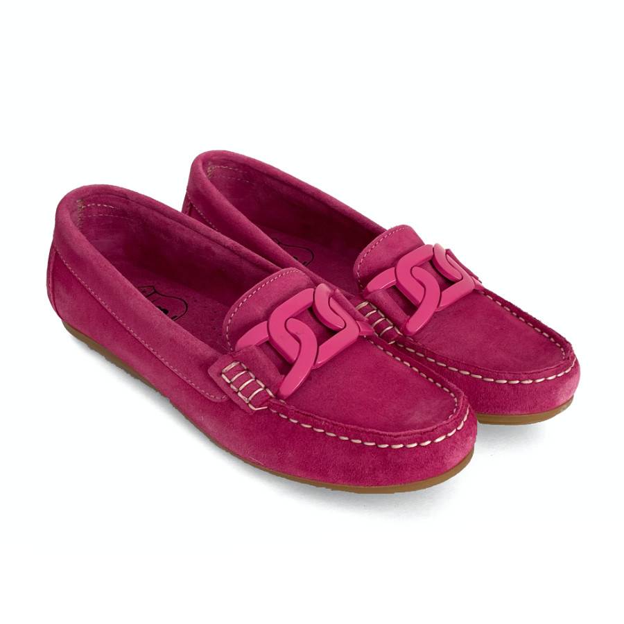 Mocasines bajos de mujer en piel fucsia: imagen 2