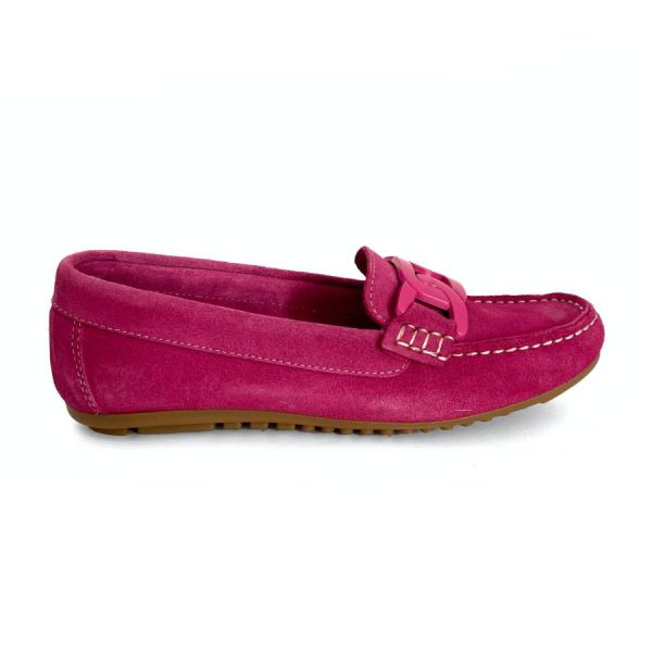 Mocasines bajos de mujer en piel fucsia