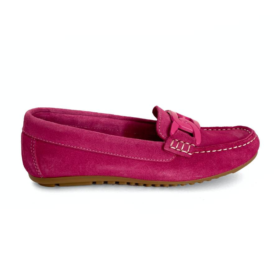 Mocasines bajos de mujer en piel fucsia: imagen 1
