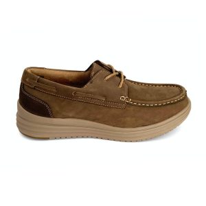 Náutico de hombre en piel nobuk arena