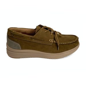 Náutico de hombre en piel nobuk kaki