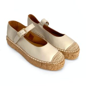 Salón de yute plano con pulsera para mujer en piel crudo