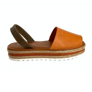 Sandalias bajas para mujer en piel mango kaki