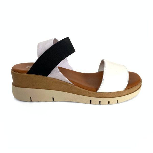 Sandalias de cuña para mujer en piel blanca y negra