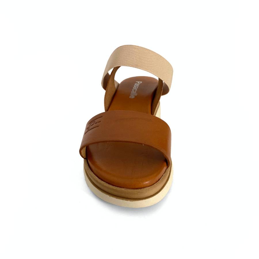 Sandalias de cuña para mujer piel camel hielo: imagen 4