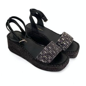 Sandalias de cuña con plataforma en yute para mujer