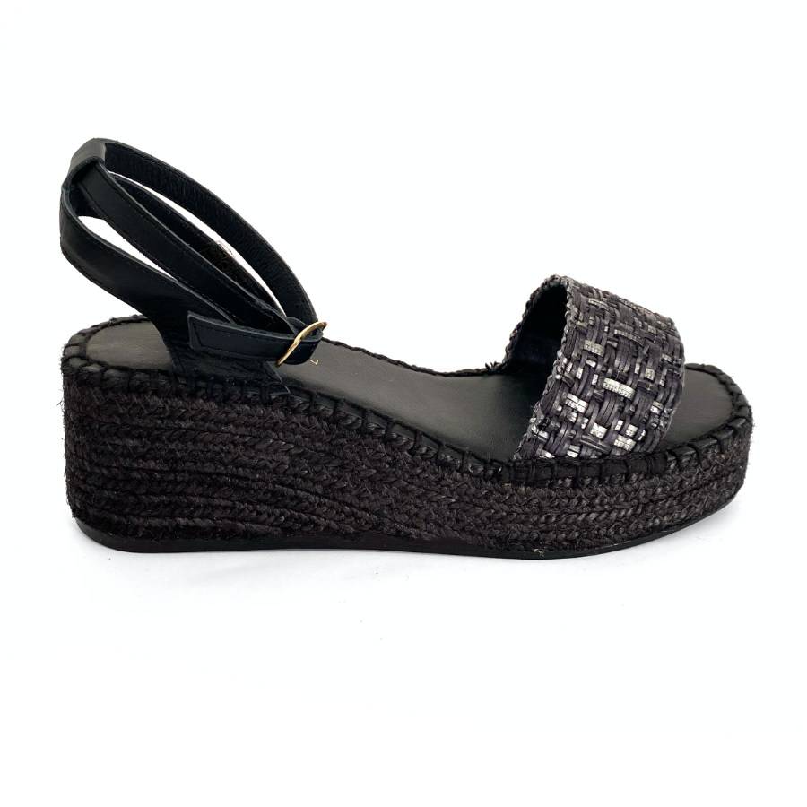 Sandalias de cuña con plataforma en yute para mujer: imagen 1