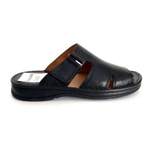 Sandalias de hombre en piel negra con velcro