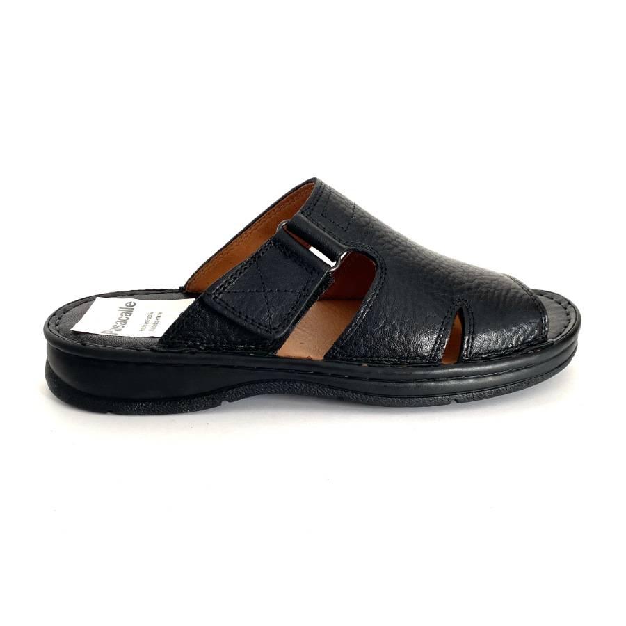 Sandalias de hombre en piel negra con velcro: imagen 1