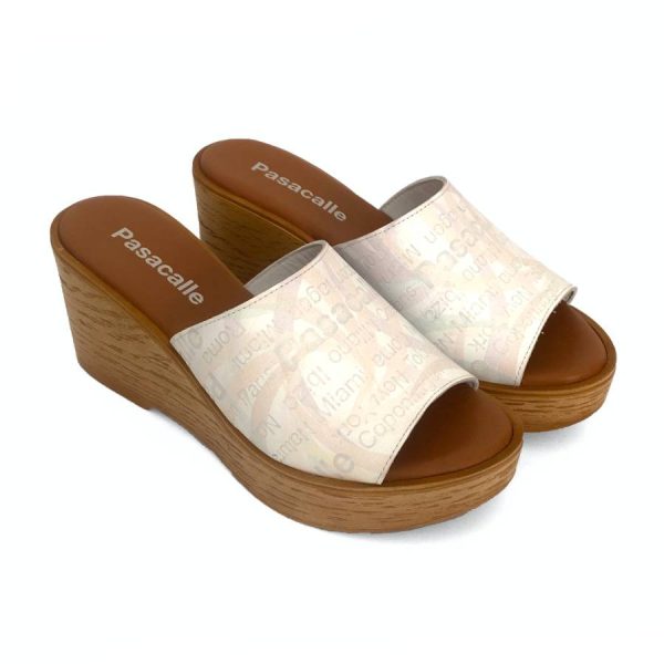 Sandalias de cuña con plataforma para mujer en piel blanco