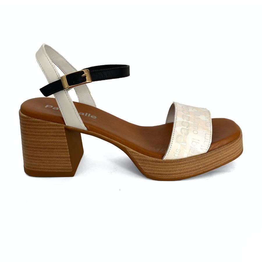 Sandalias de plataforma para mujer en piel blanco: imagen 1