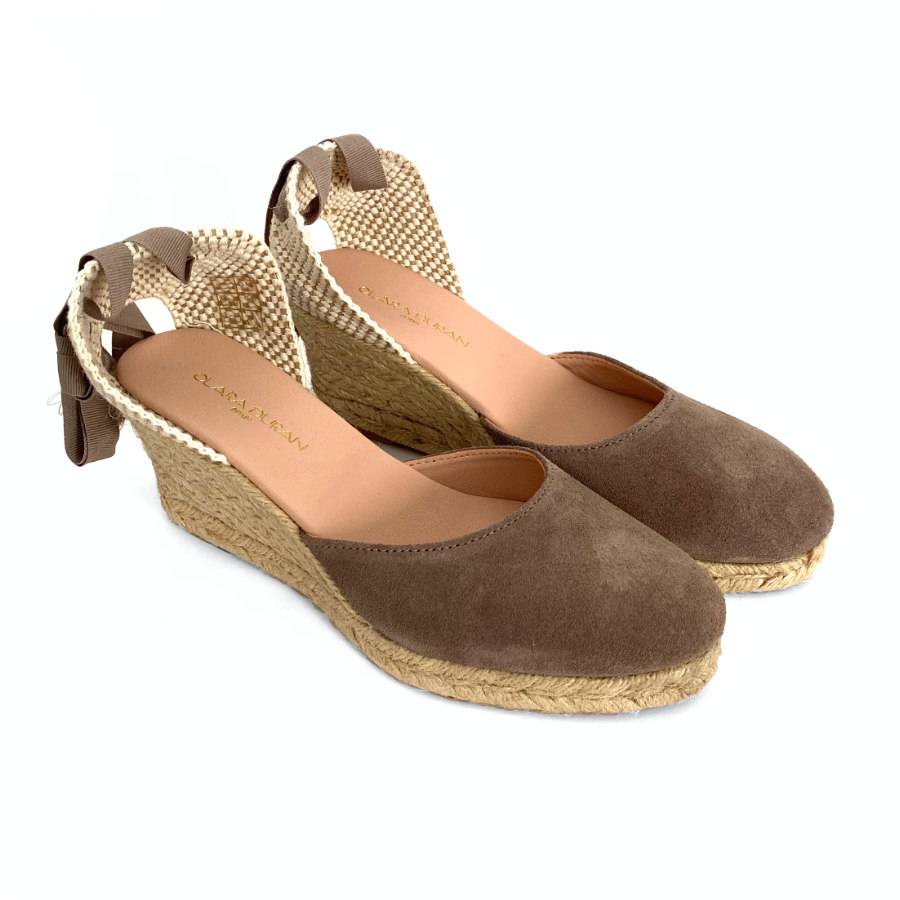 Zapatillas de cuña de yute para mujer en piel botella: imagen 2