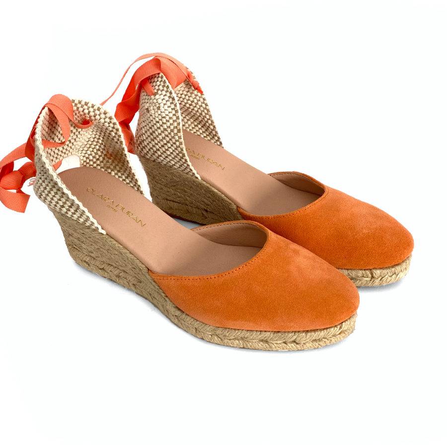 Zapatilla en cuña de yute para mujer en piel mango: imagen 2