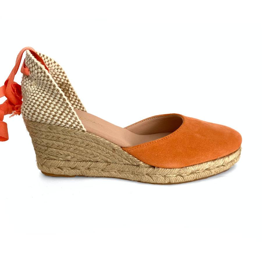 Zapatilla en cuña de yute para mujer en piel mango: imagen 1