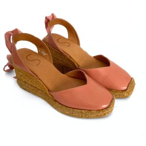 Zapatilla en cuña de yute para mujer en piel maquillaje