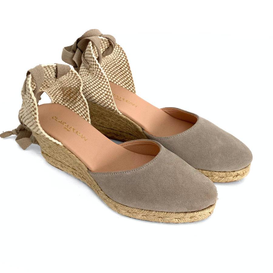 Zapatilla en cuña de yute para mujer en piel perla: imagen 2