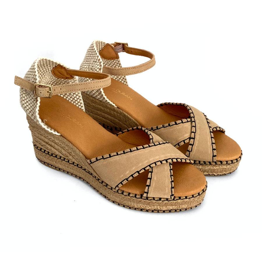 Zapatillas de cuña en yute beige para mujer: imagen 2