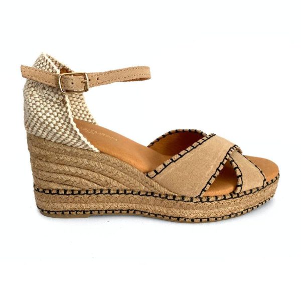 Zapatillas de cuña en yute beige para mujer