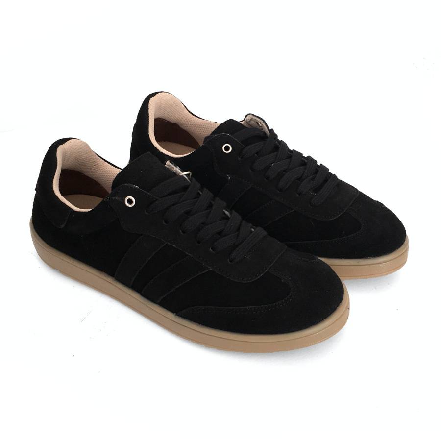 Zapatillas deportivas mujer en piel serraje negro: imagen 2