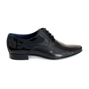 Zapatos blucher de hombre en piel charol negro
